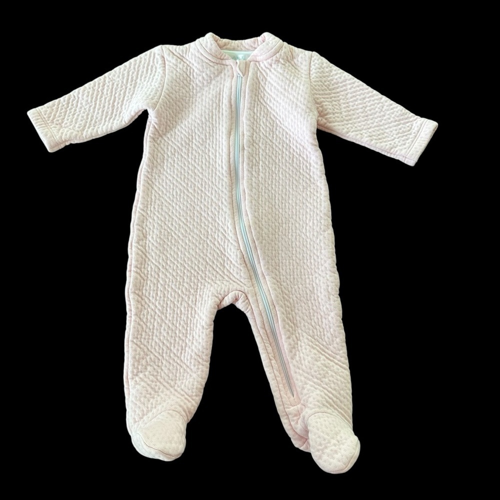 Lyda Baby Girls 3-6 Months Pink Quilted Pointelle Zip Up Footie‎ Sleeper Pima